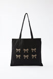 Supré Square Foundation Tote Bag, LEOPARD BOWS / BLACK - alternate image 1