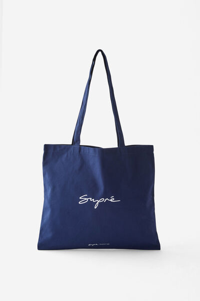 Supré Square Foundation Tote Bag, SUPRE/NAVY