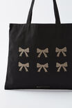 Supré Square Foundation Tote Bag, LEOPARD BOWS / BLACK - alternate image 2