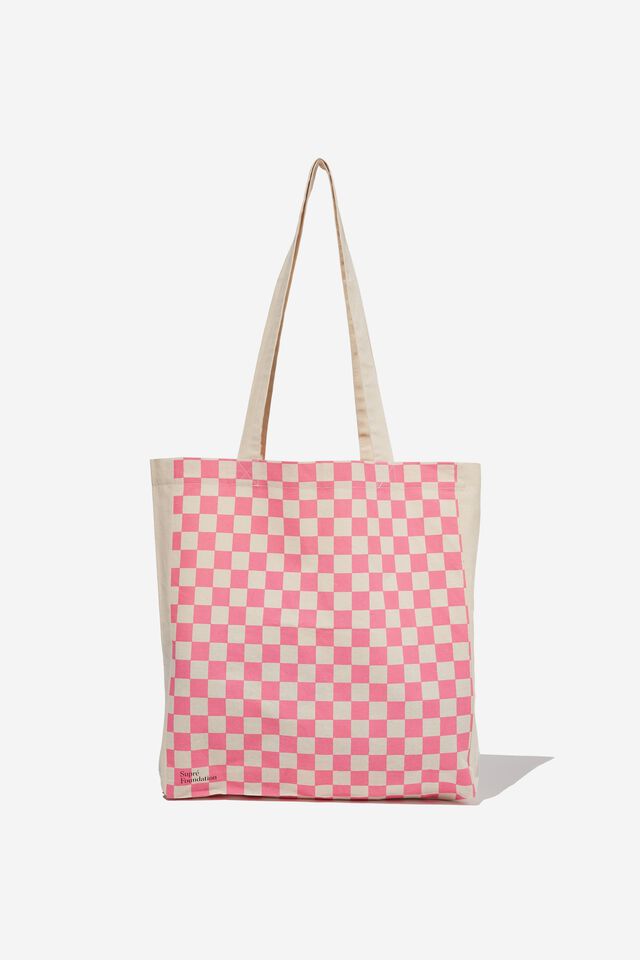 Supré Foundation Organic Tote Bag, PINK CHECK