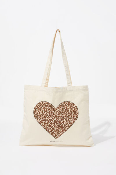 Supré Square Foundation Tote Bag, LEOPARD HEART