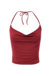 Soft Cowl Neck Halter Top, DEEP CHERRY - alternate image 6