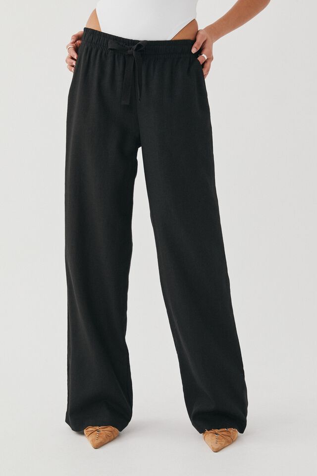 Maddy Pull On Wide Leg Pant, BLACK