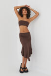Luxe Asymmetrical Midi Skirt, ESPRESSO BROWN - alternate image 1