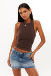 Kristi Ruched Halter Top, CHOC ECLAIR - alternate image 4