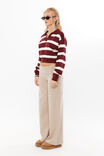 Blair Cropped Rugby Knit Jumper, DARK PLUM STRIPE - alternate image 5