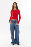 Cassie Button Through Knit Cardi, SCARLET RED - alternate image 5