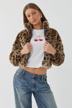 Brooke Cropped Faux Fur Jacket, LEOPARD - alternate image 1