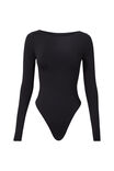 Luxe Backless Long Sleeve Bodysuit, BLACK - alternate image 6