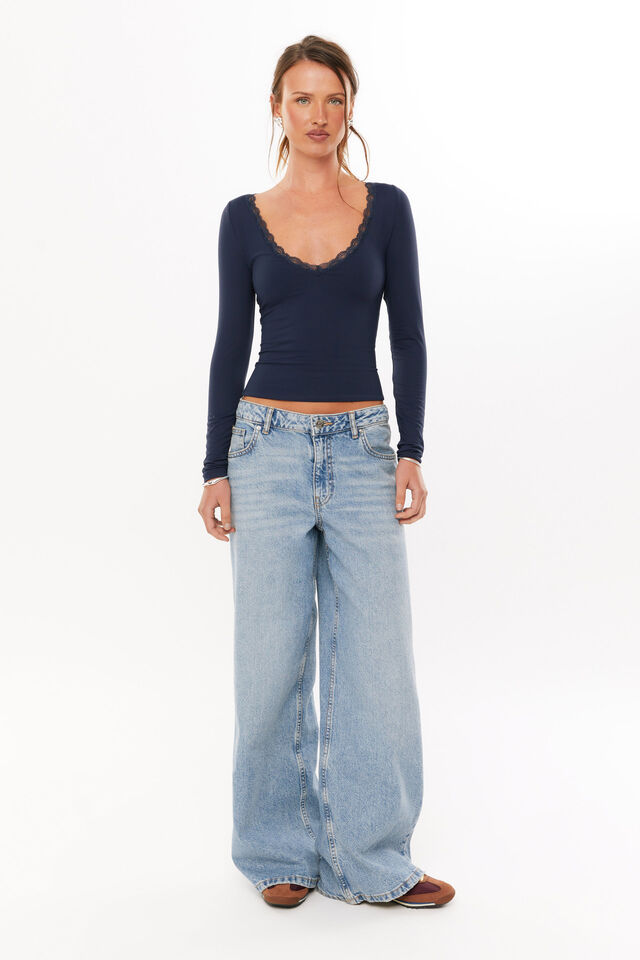 Super Smooth Isla Long Sleeve Top, MIDNIGHT NAVY