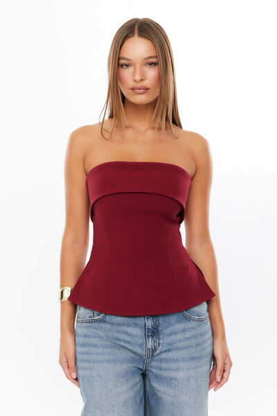 Pamela Strapless Top, CHERRY RIPE