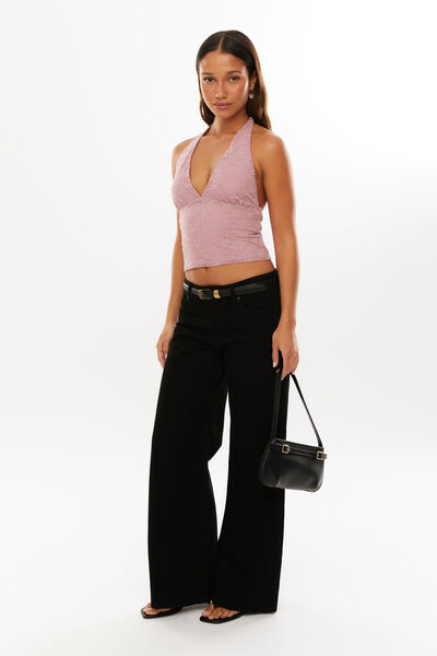 Lilah Lace Halter Top, VIOLET DUSK