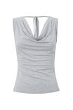 Capri Cowl Neck Top, GREY MARLE - alternate image 6