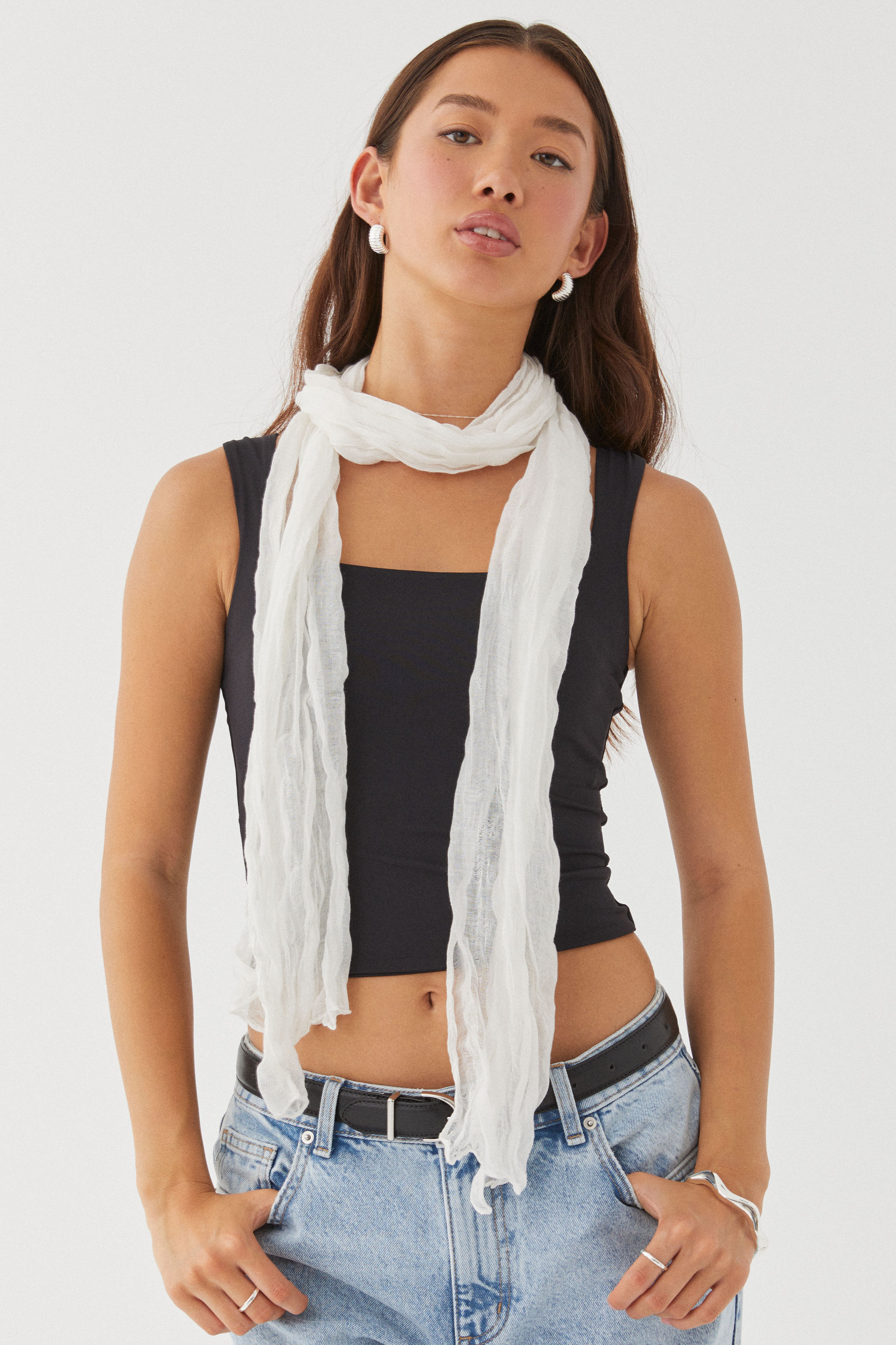 Sheer white hot sale scarf