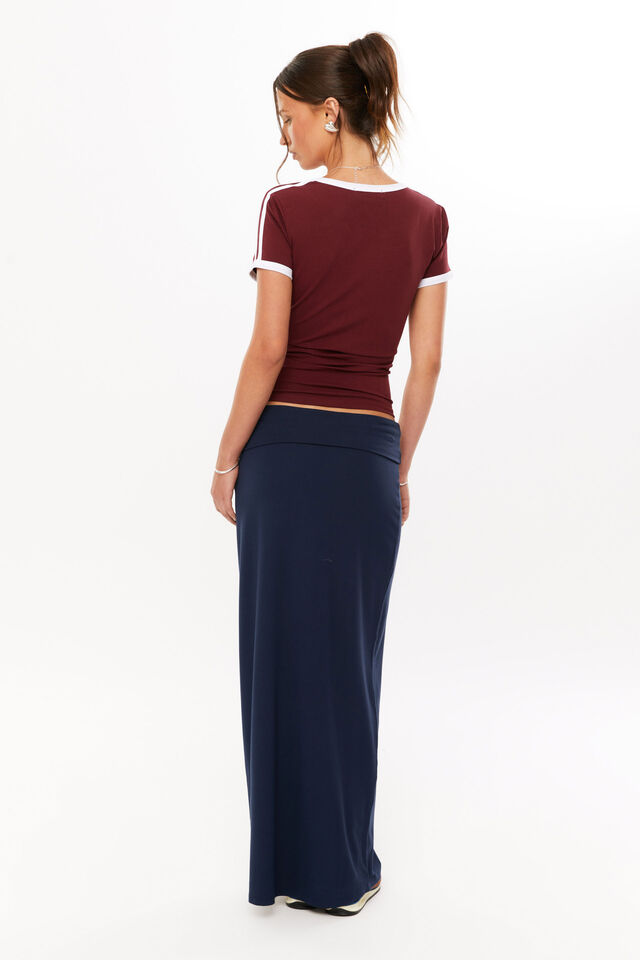 Wren Foldback Maxi Skirt, NAVY LEAGUE