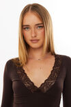Luxe Georgia Long Sleeve Top, DEEP CHOC - alternate image 3