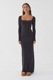 Soft Long Sleeve Maxi Dress, BLACK - alternate image 2