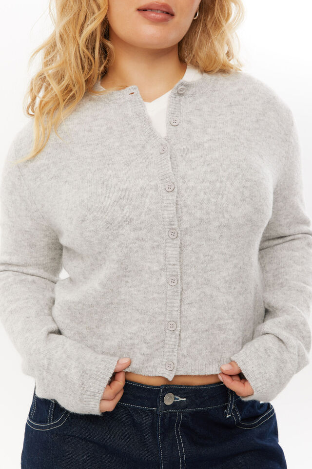 Brydie Button Through Cardigan, GREY MARLE