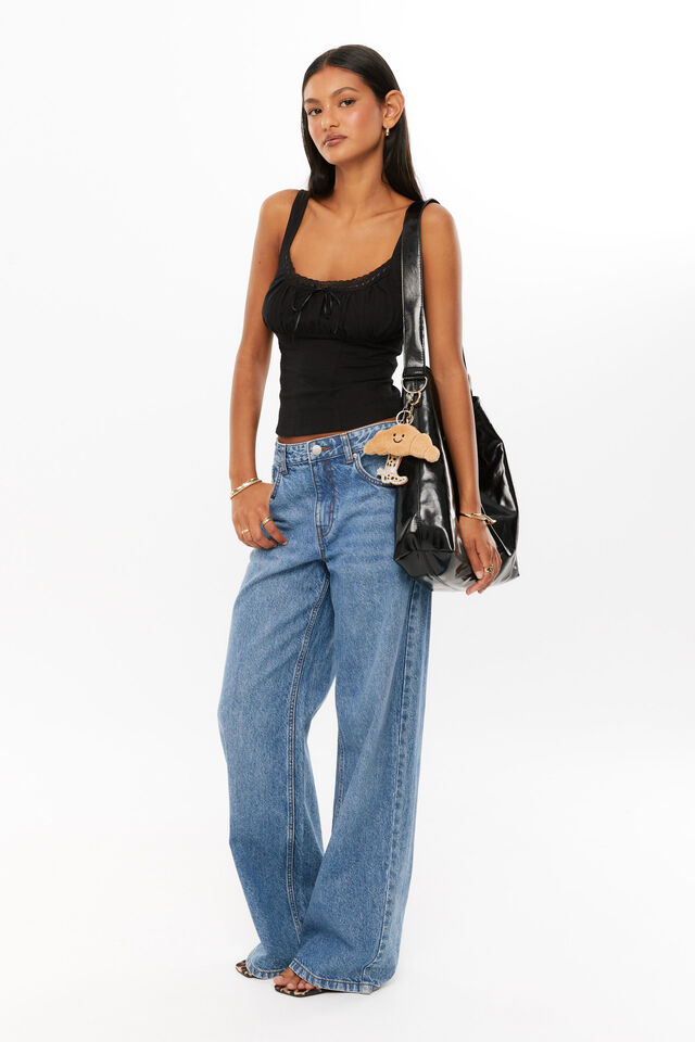 Lana Gathered Top, BLACK