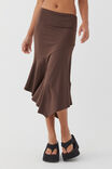 Luxe Asymmetrical Midi Skirt, ESPRESSO BROWN - alternate image 2