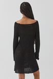Leah Long Sleeve Open Knit Dress, BLACK - alternate image 3