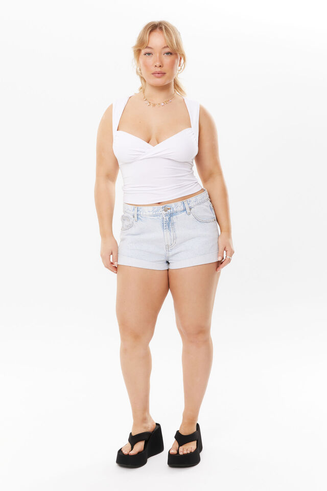 Cuffed Denim Short, JERSEY BLUE
