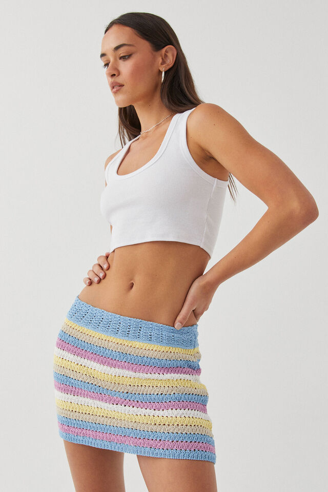 Josie Crochet Mini Skirt, MULTI STRIPE