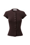 Lexy Rib Button Through Tee, DEEP CHOC - alternate image 6