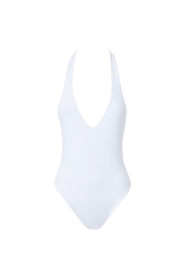Luxe Halter Bodysuit, WHITE
