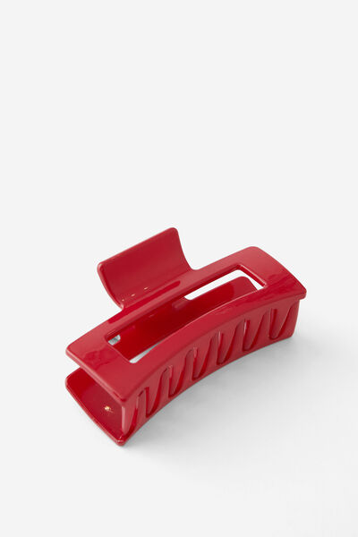 Single Hair Claw, LIPSTICK RED/RECTANGLE