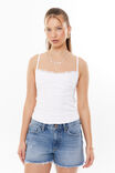 Sophia Lace Trim Cami, WHITE - alternate image 1