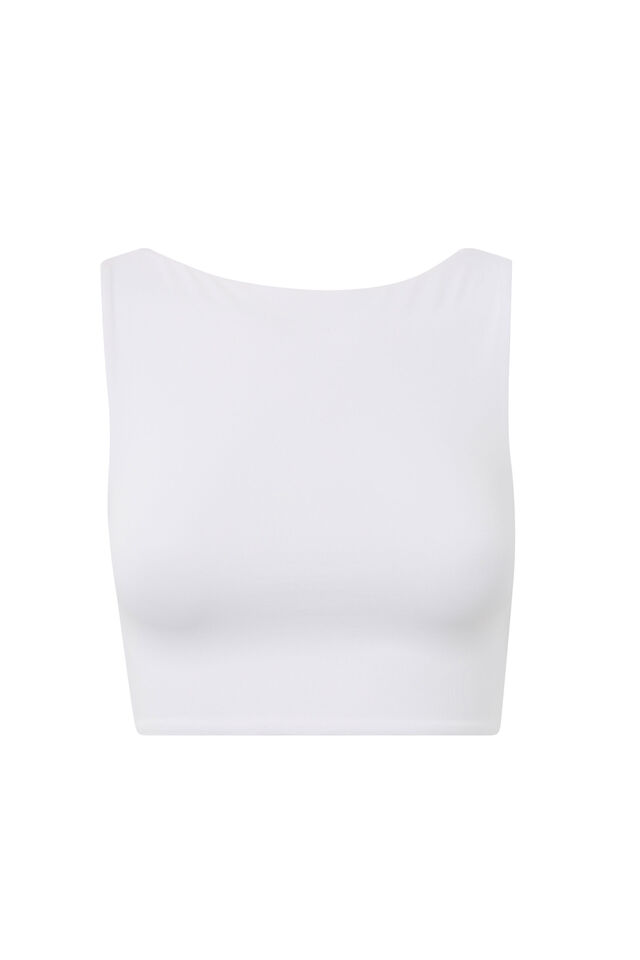 Luxe Low Back Crop Top, WHITE