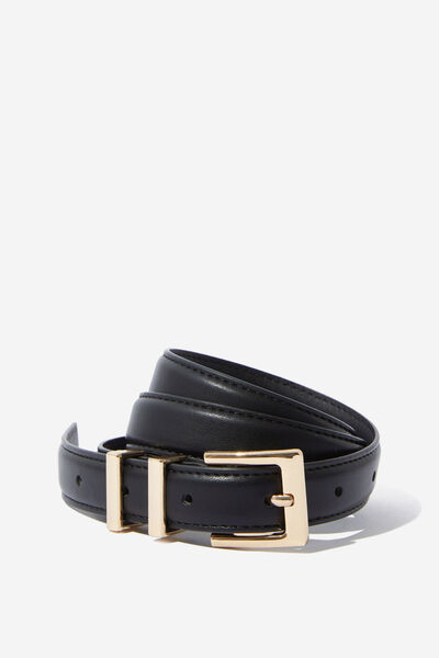 Classic Square Buckle Belt, BLACK/GOLD
