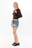 Luxe Long Sleeve Longline Tee, CACAO BROWN - alternate image 5