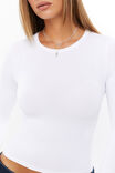 Luxe Long Sleeve Longline Tee, WHITE - alternate image 5