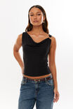 Soft Demi Cowl Neck Top, BLACK - alternate image 1