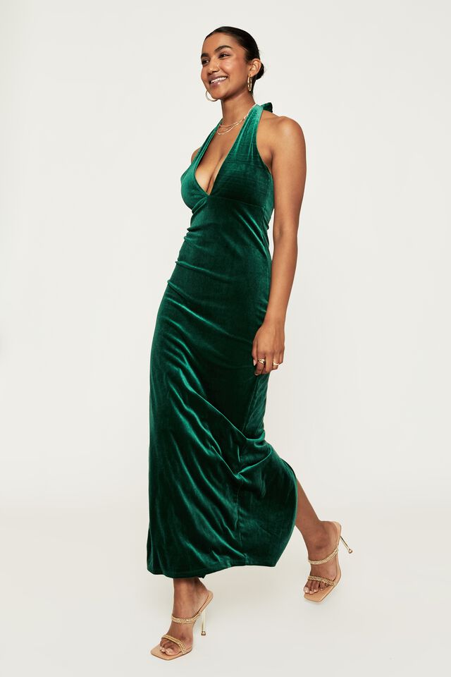 Hayley Deep V Formal Dress, EMERALD GREEN