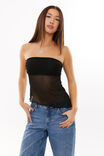 Sara Strapless Mesh Top, BLACK - alternate image 1