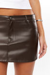 Maya Faux Leather Mini Skirt, DARK CHOC - alternate image 4