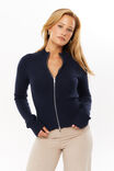 Steph Zip Through Knit Jumper, MIDNIGHT NAVY - alternate image 1
