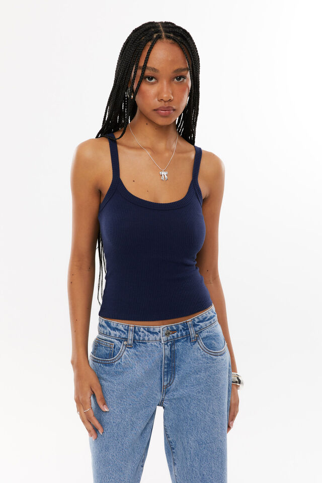 Riri Scoop Neck Tank, VARSITY NAVY