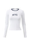 Gracie Long Sleeve Graphic Top, WHITE/NYC - alternate image 6