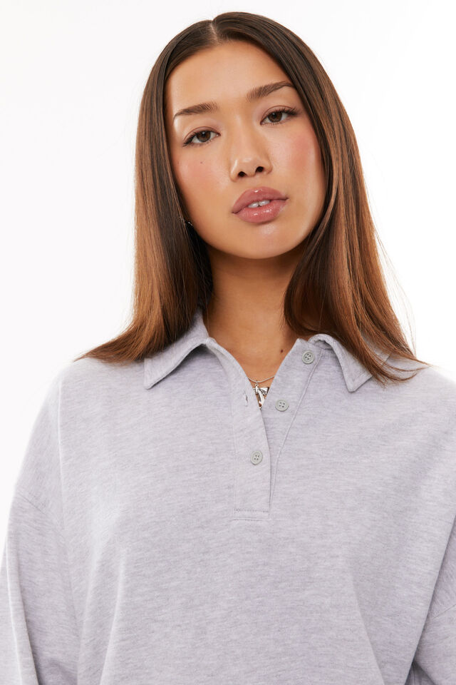 Pia Collared Polo Jumper, SILVER GREY MARLE