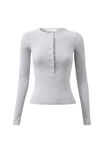 Harriet Henley Long Sleeve Top, GREY MARLE - alternate image 6