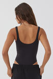 Luxe Scoop Neck Ruched Bodysuit, BLACK - alternate image 3