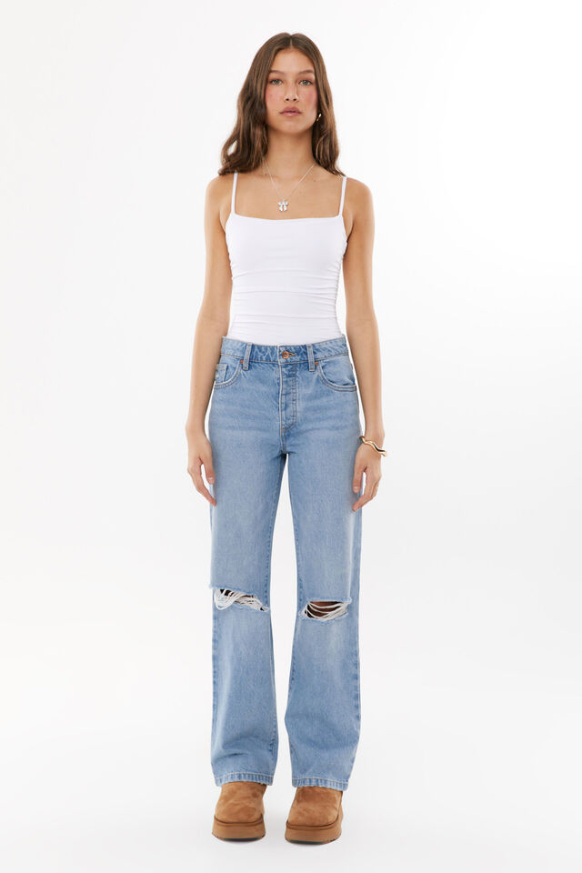 Straight Leg Ripped Jean, RIVIERA BLUE