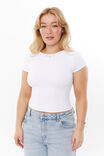 Luxe Short Sleeve Backless Tee, WHITE - alternate image 2