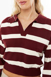 Blair Cropped Rugby Knit Jumper, DARK PLUM STRIPE - alternate image 4