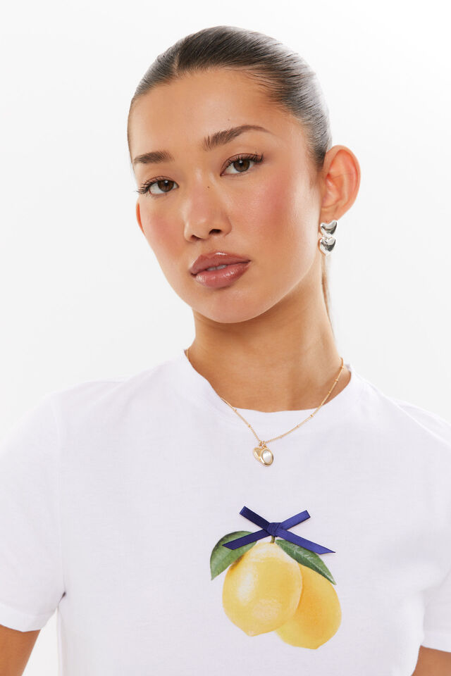 Lemon Graphic Tee, WHITE/LEMONS