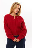 Quinn Cable Knit Cardigan, ROSEY RED - alternate image 4